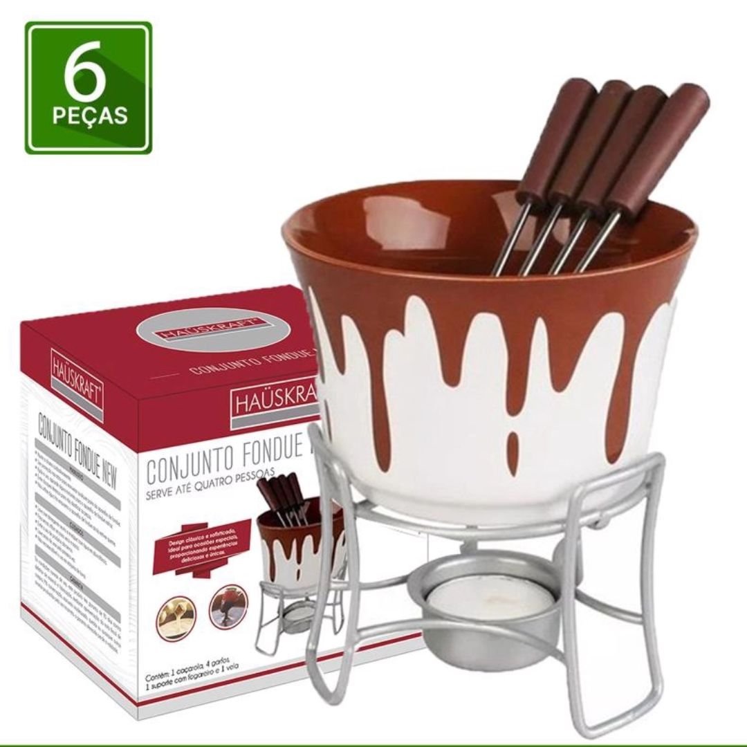 Conjunto Fondue Bruxelas De Cerâmica 400ml
