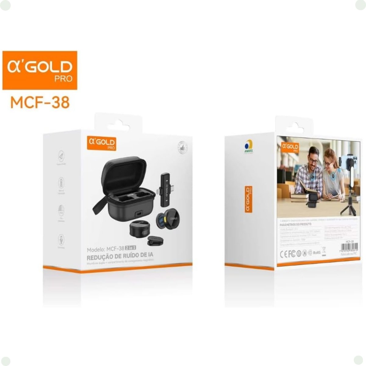 Microfone de Lapela sem fio Wireless MCF-38 2EM1 O'Gold